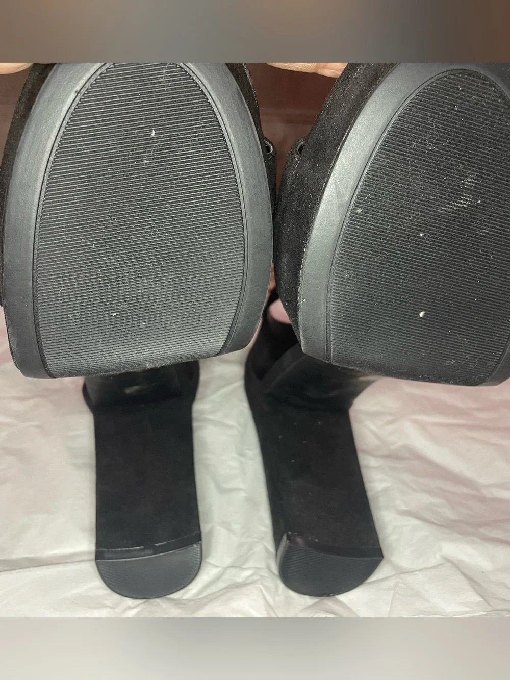 Mix No. 6 Black Suede Ankle-Strap Block Heels